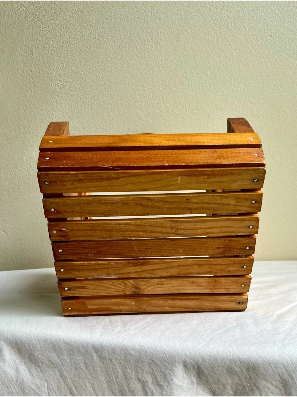 Vintage Wooden Duck Basket - Natural Brown